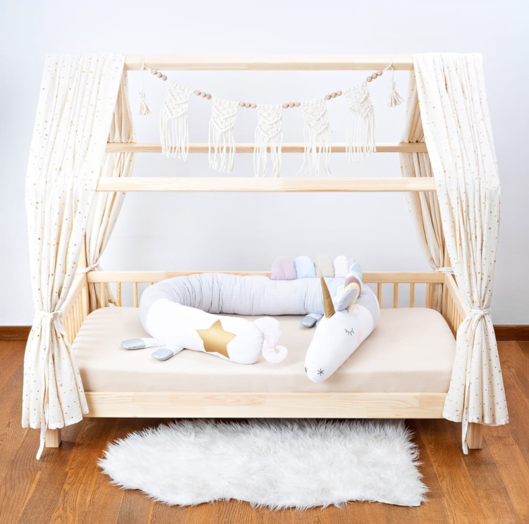gray unicorn- shaped bed bumper, cuddlerest, long pillow for kids, perfect gift for toddlers.jpg
