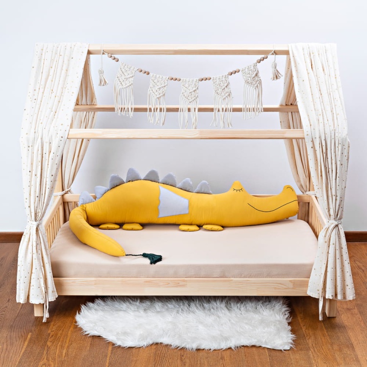 cotton bed bumper from cuddlerest, yellow dragonsaur.jpg