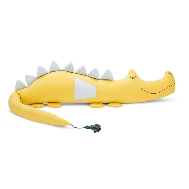 cotton yellow dragonsaur, long cuddly toy, wall protector for junior's bed, cuddlerest.jpg
