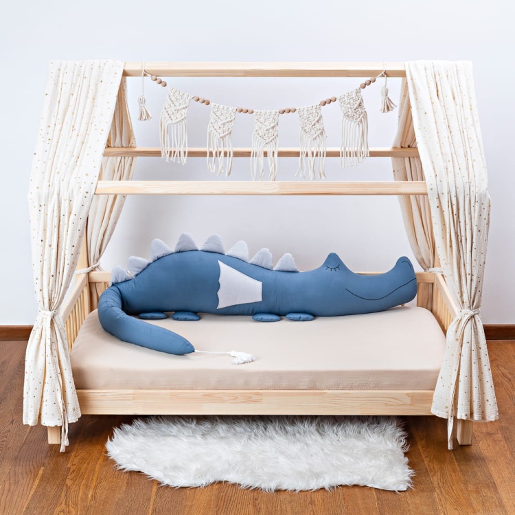 cotton bed bumper from cuddlerest, blue dragonsaur.jpg