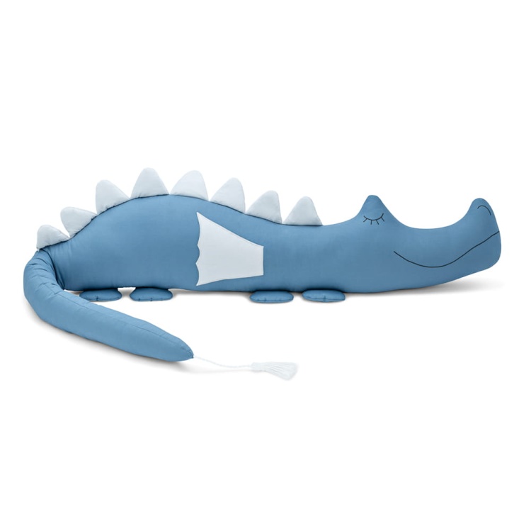 cotton blue dragonsaur, long cuddly toy, wall protector for junior's bed, cuddlerest.jpg