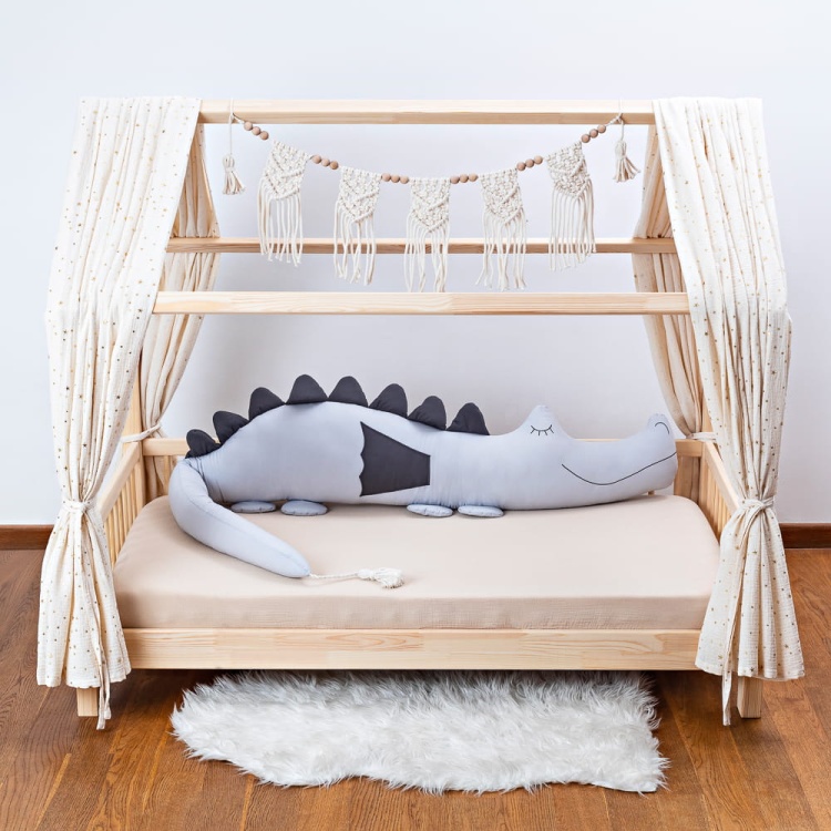 cotton bed bumper from cuddlerest, gray dragonsaur.jpg