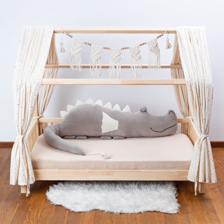 plush bed bumper from cuddlerest, gray dragonsaur.jpg