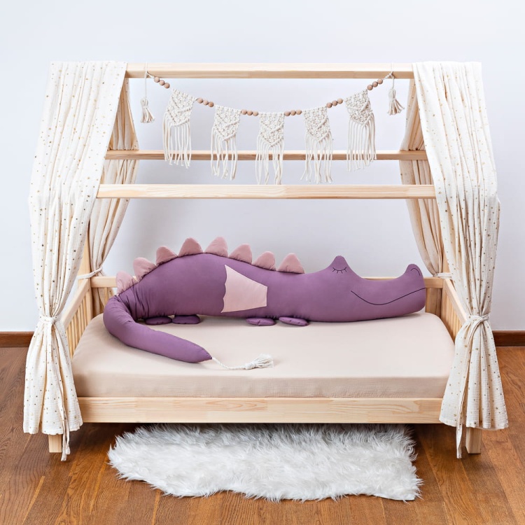 cotton bed bumper from cuddlerest, heather-pink dragonsaur.jpg