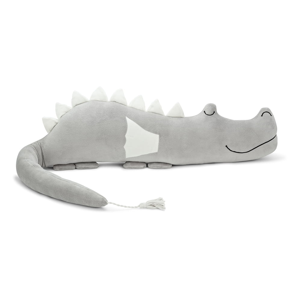 Dragonsaur™ Grau-Beige Plüsch Bettschlange 200 cm – Babybett Schutz, Nestchen & Kuschelkissen