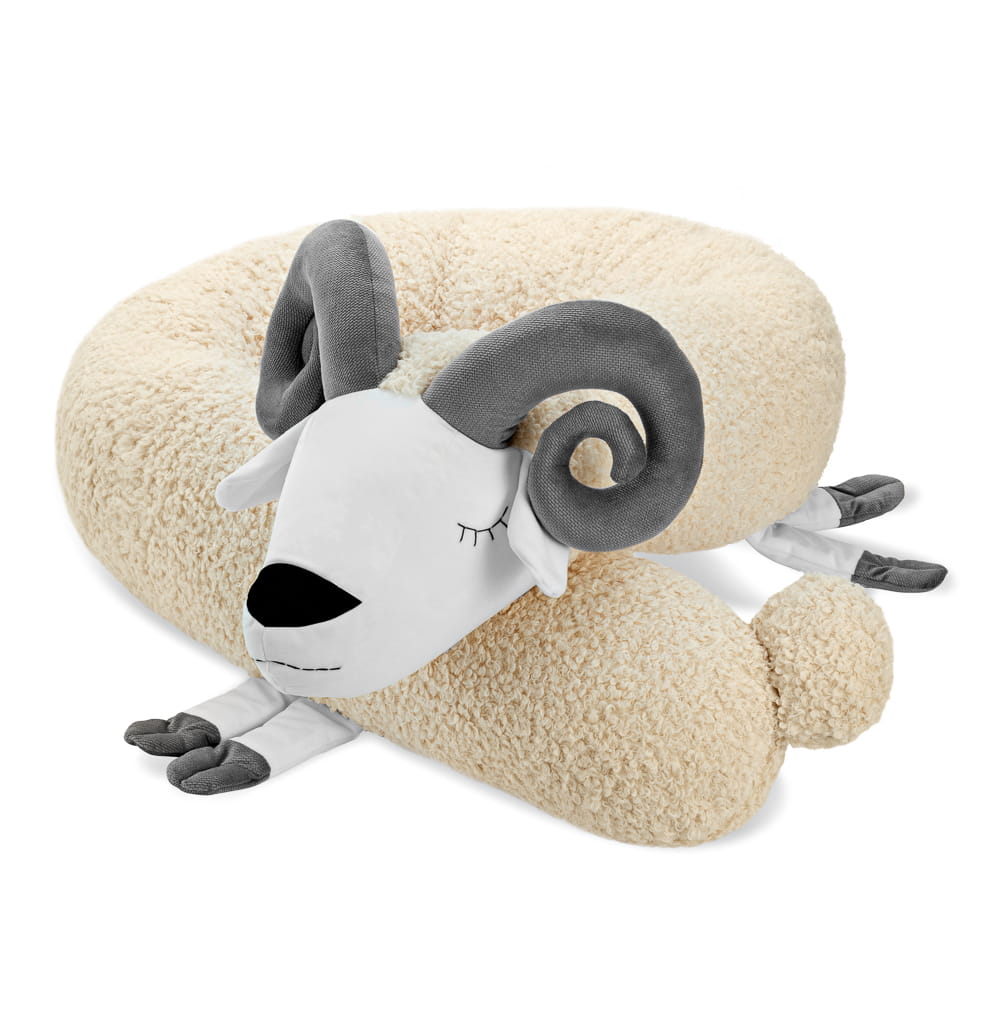Barney Bouclé Widder – Bettschlange 220 cm, Babybett Schutz, Kuschelkissen