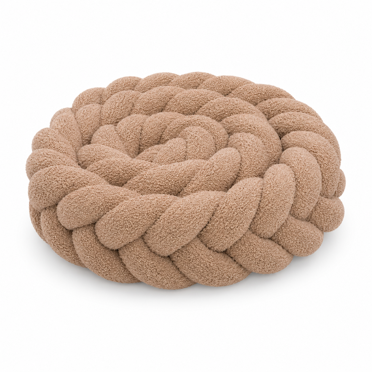 Geflochtene Bettschlange Bouclé – 5 Stränge – Dunkelbeige