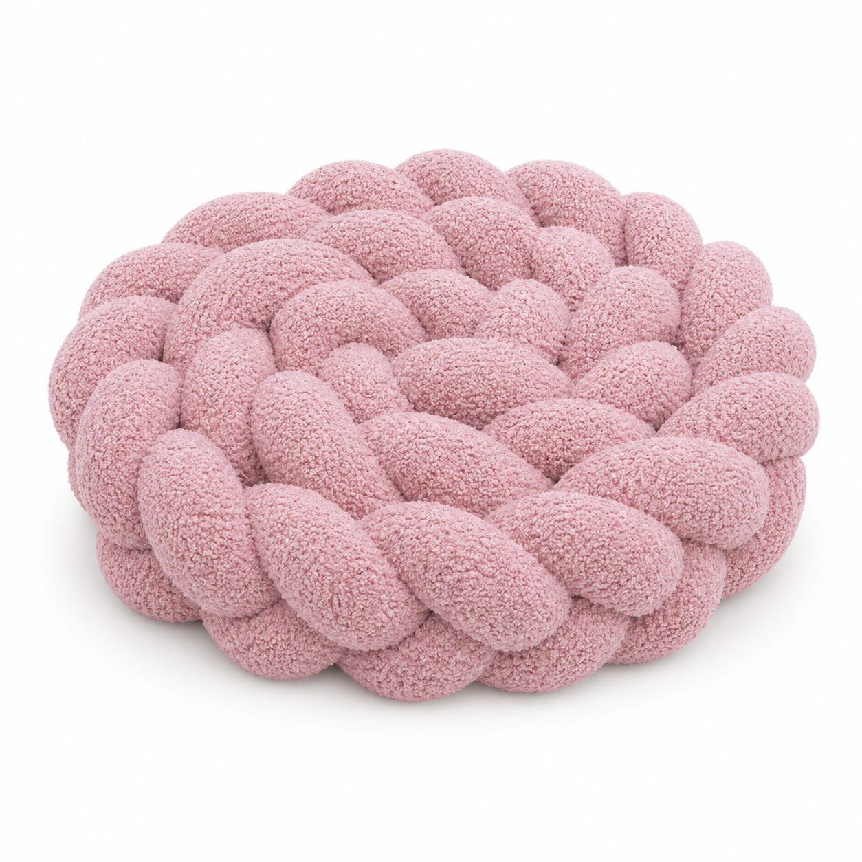 Geflochtene Bettschlange Bouclé – 3 Stränge – Altrosa